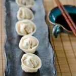Korean dumplings with kimchi tofu pork fillings