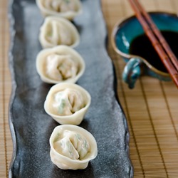 Korean dumplings with kimchi tofu pork fillings