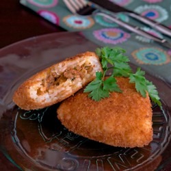 These rice patties are made with kimchi and cheese