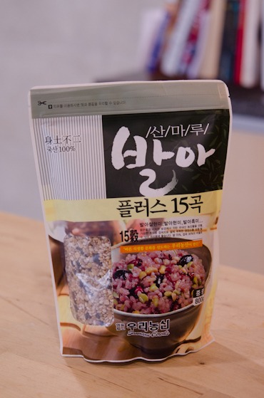A package of 15 Korean mixed grains known as multigrain rice.