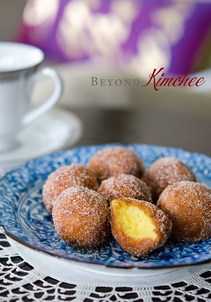 Sweet Potato Rice Donuts have soft and chewy texture inside.