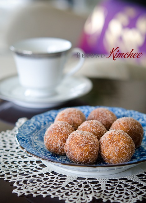 Rice donut made with sweet potato and sweet rice flour.