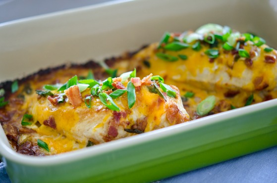 teriyaki ranch chicken bake is garnished with chopped green onion