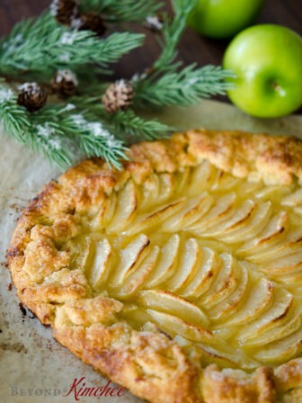 Apple tart has a crispy crust with soft apple filling.