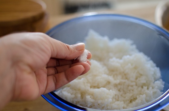 Season rice with some salt