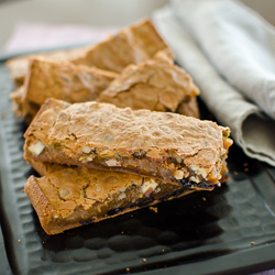 LA style rice cake bar slices are placed on a serving tray.