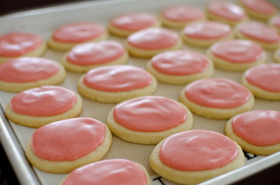 Soft sugar cookies with strawberry icing is a perfect Easter sweet treat.