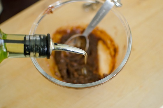 Add some oil to loosen up the seasoning paste