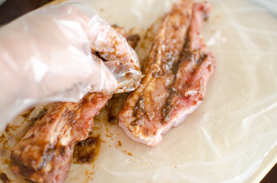 Rub the seasoning paste all over the pork belly
