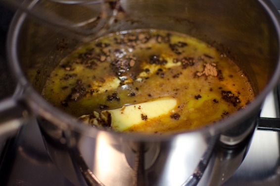 Bring the butter mixture to a gentle boil.
