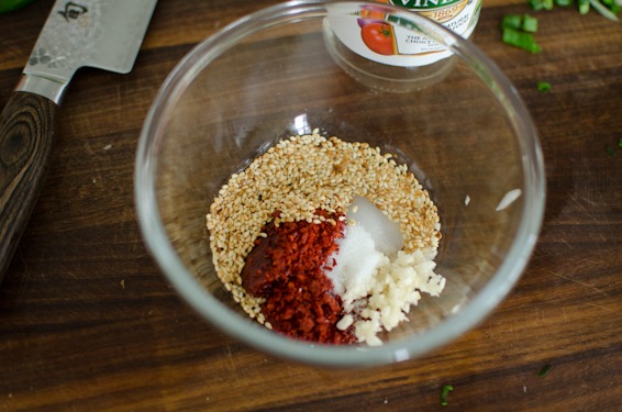 Make a spicy salad dressing with Korean chili flakes.