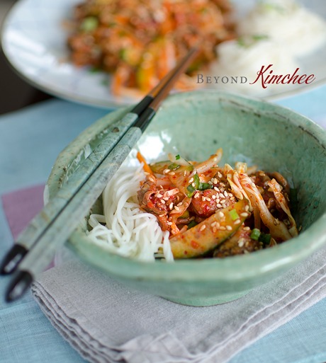 Korean Snail Salad is tossed with crunchy vegetables in spicy sauce and noodles