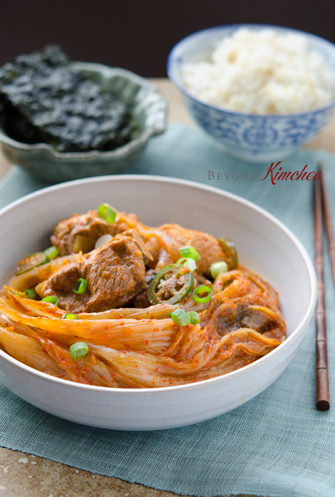 Braised pork ribs and kimchi is a great dish to use up the old cabbage kimchi