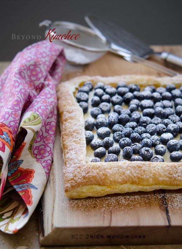 This easy blueberry tart is made with a store-bough puff pastry.