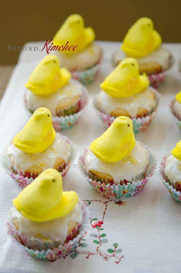 Lemon Yogurt Cupcakes with Marshmallow Peeps