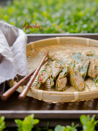 Perilla Leaves are used as dumpling wrappers to hold pork and vegetable filling