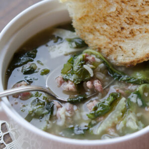 Escarole Soup with Sausage and Rice