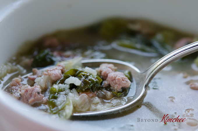 Escarole Soup with Sausage and Rice