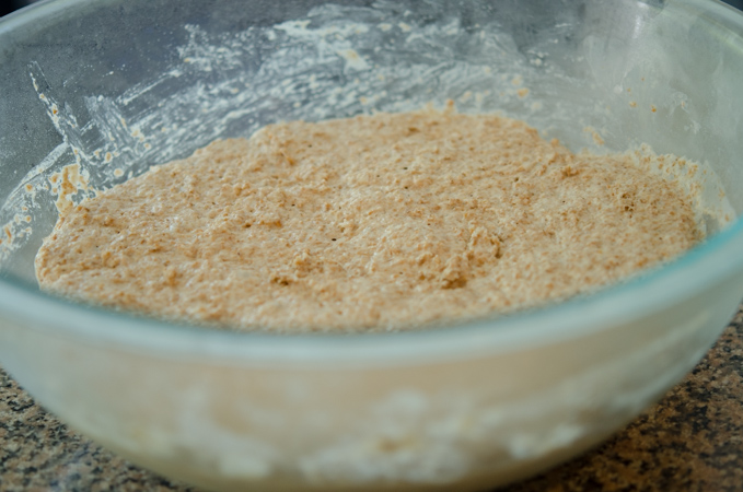 Let the bran bread dough rise for 24-48 hour in the refrigerator.