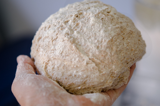 Take a portion of the dough and form into a ball.