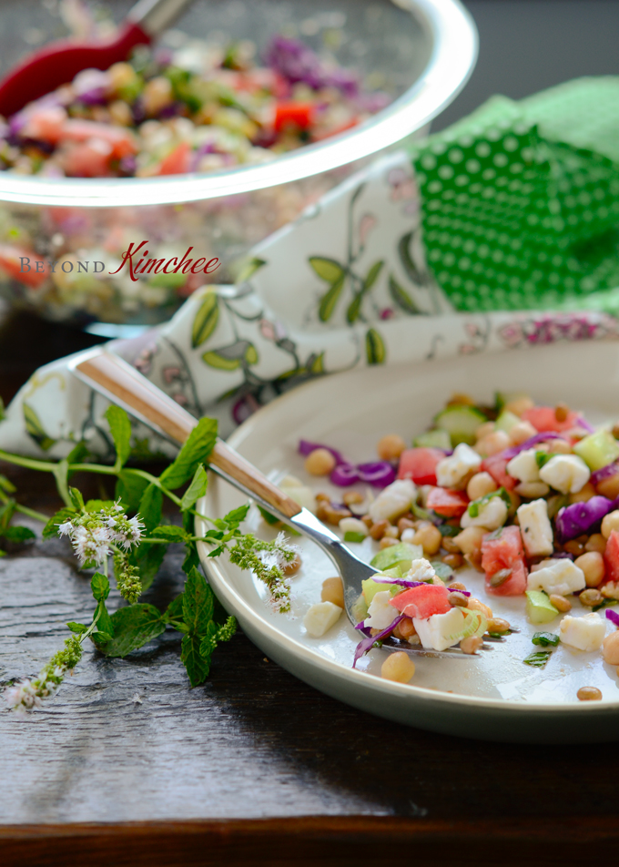 Chickpea Lentil Salad is colorful summer salad with a refreshing taste.