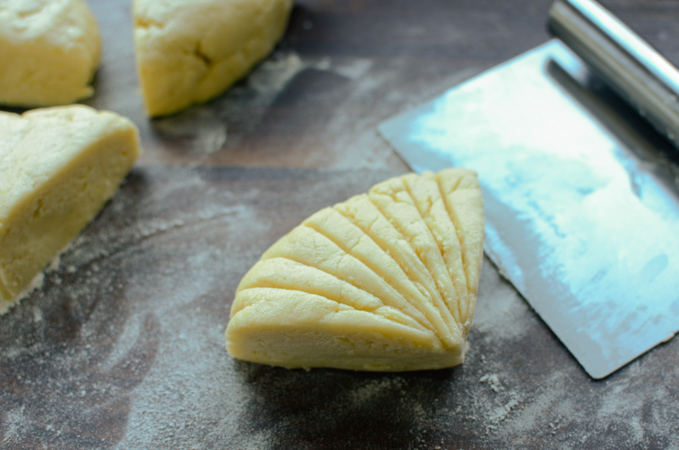 Lemon jumble cookie dough sliced.