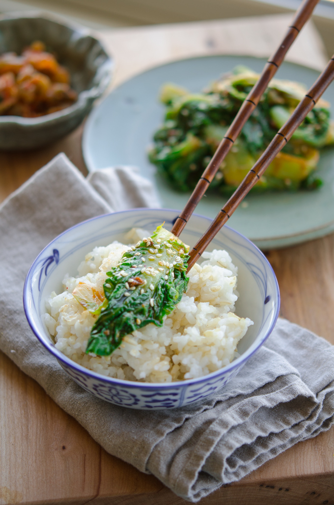 Korean cabbage tossed with Korean soybean paste makes a wonderful side dish.