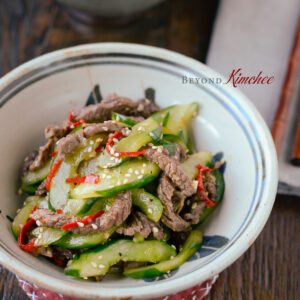 Beef and Cucumber Stir-fry makes a quick rice bowl dish under 20 minutes.