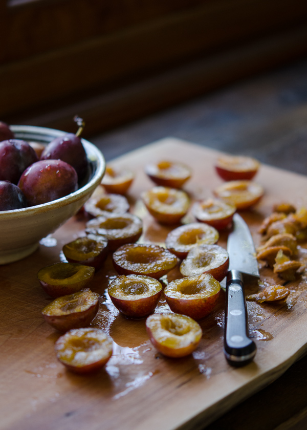 Italian prune plums are seeded.