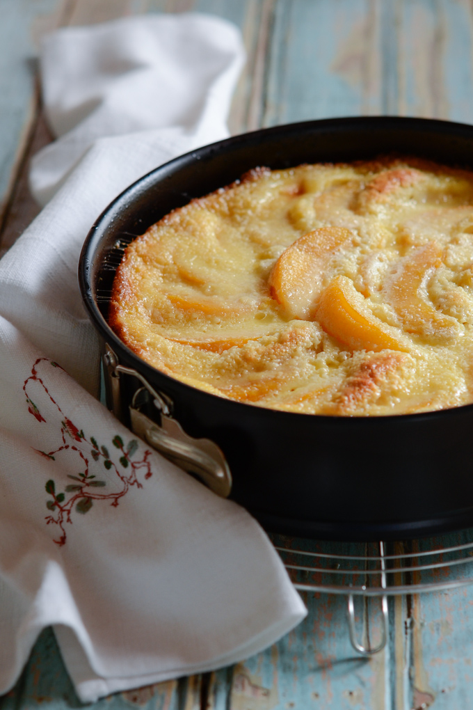 This peach Kuchen is a German peach cake made with canned peaches