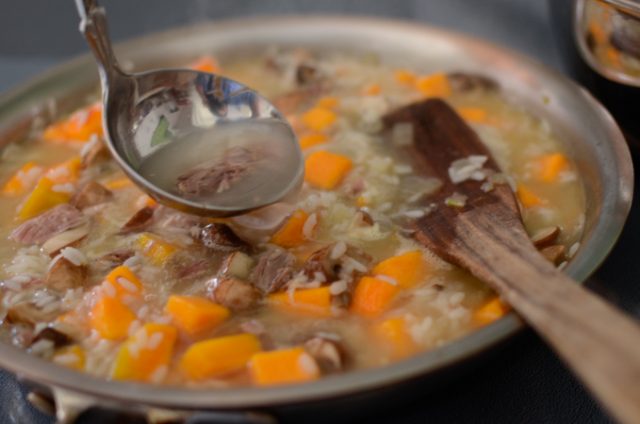 Pumpkin Mushroom Risotto with Bone Marrow Soup | Beyond Kimchee