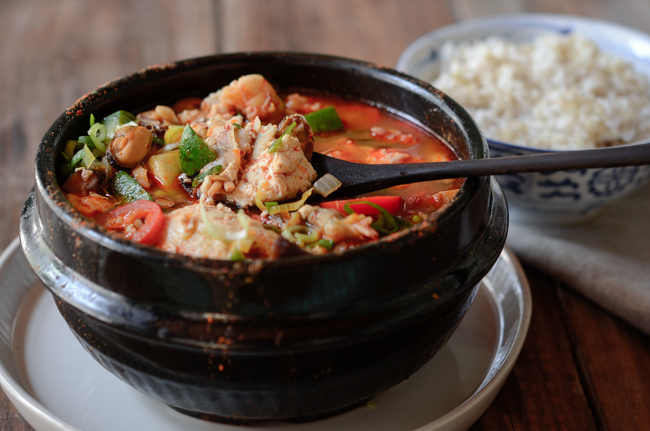 Spicy Soft Tofu Stew with Beef and Seafood