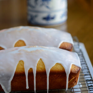 Lemon Loaf Cake is drizzled with lemon icing