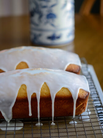 Lemon Loaf Cake is drizzled with lemon icing