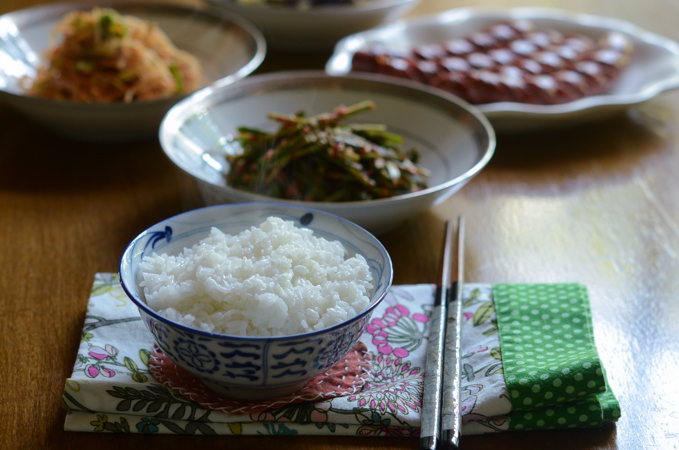 Enjoy garlic chives kimchi with rice and other Korean dishes.
