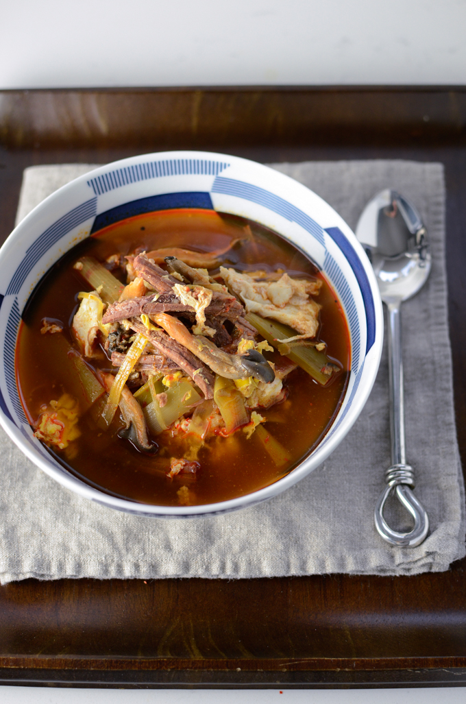 Korean beef stew is cooked in an instant pot.