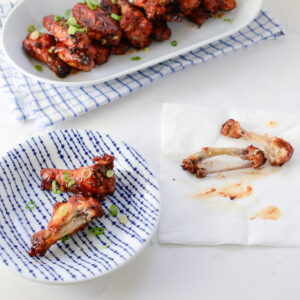 These baked chicken wings with sweet and spicy glaze are perfect finger food.