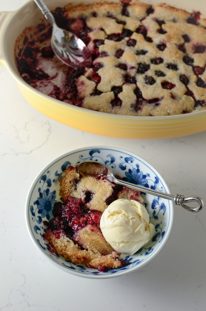 This easy blackberry cobbler is best to serve with a scoop of vanilla ice cream.