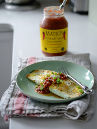 Left over tortilla and egg makes a quick breakfast.