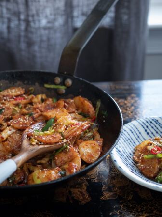Korean rice cake and vegetable stir-fry is a wholesome meal on its own.