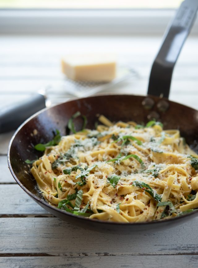 Pasta with Garlic, Anchovy, and Basil Beyond Kimchee