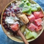 Patbingsu Korean shaved ice with red beans fruit and mochi