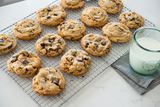 These Brown butter chocolate chip cookies serves best with a glass of cold milk.