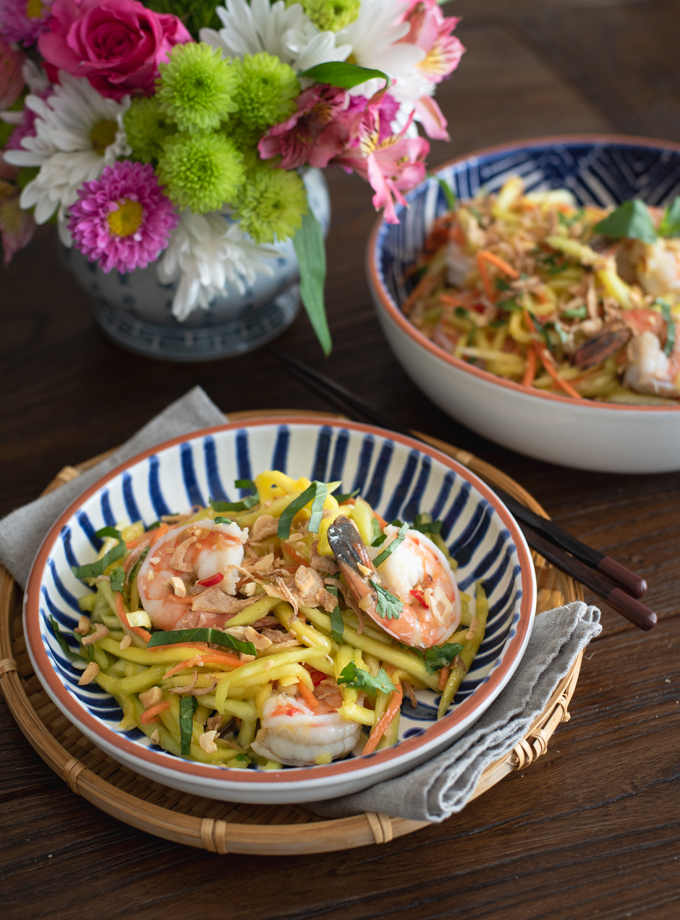 Vietnamese shrimp salad (Gỏi Xoài) is made with green mango and it is refreshingly delicious.