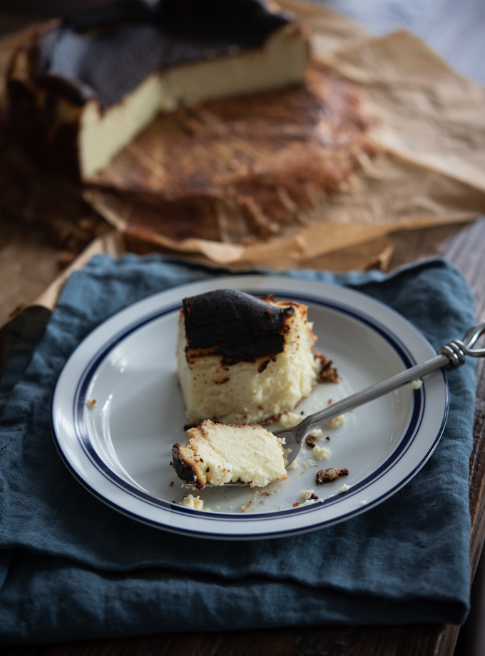 Chilled Basque cheesecake has the best texture and flavor.