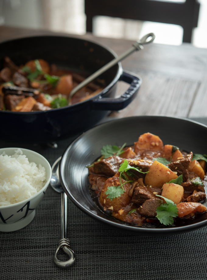 Thai beef massaman curry is made with store-bought massaman curry paste.