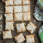 Lemon Luise Cake is filled with lemon curd, meringue and coconut topping