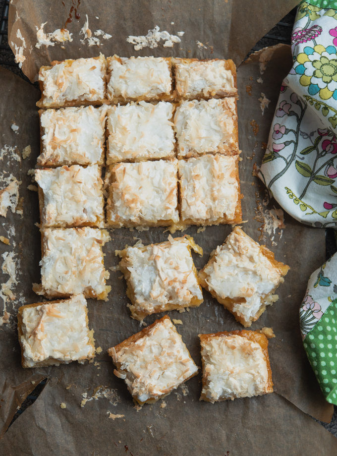 Lemon Luise Cake is filled with lemon curd, meringue and coconut topping.