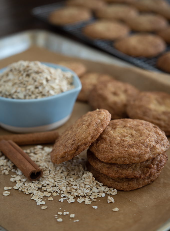 Oatmeal snickerdoodles cookies are buttery with a good amount of cinnamon sugar coating.