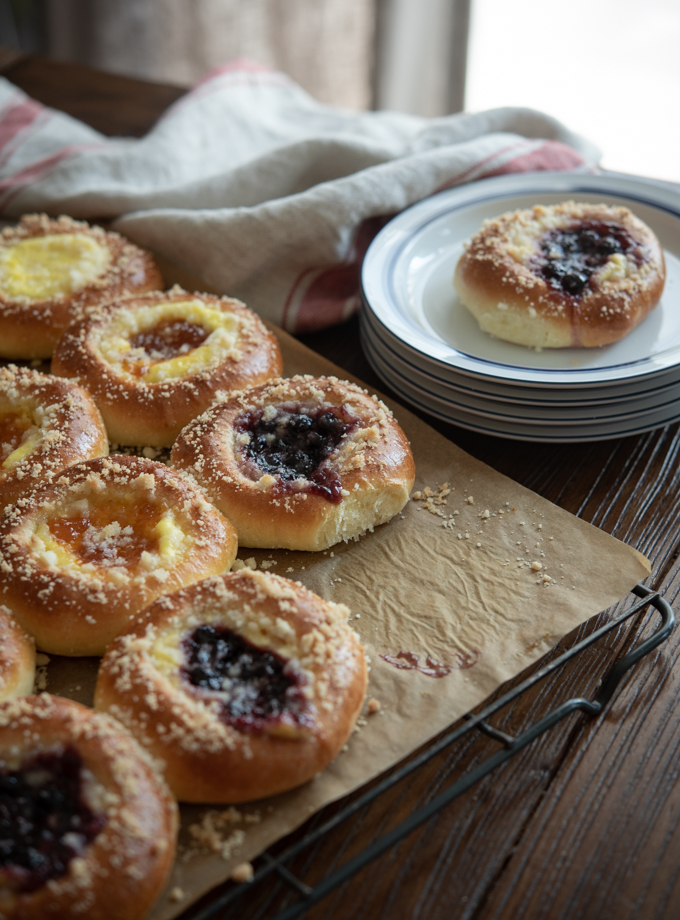 Czech Kolaches are filled with cheese filling and fruit jams